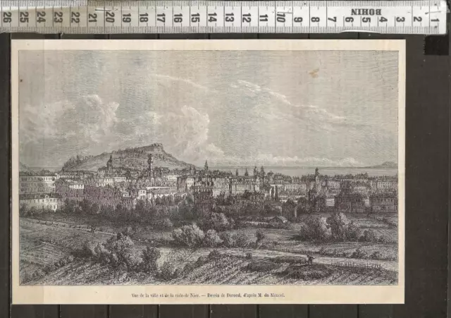 G482 / Gravure /  Vue De La Ville Et De La Rade De Nice