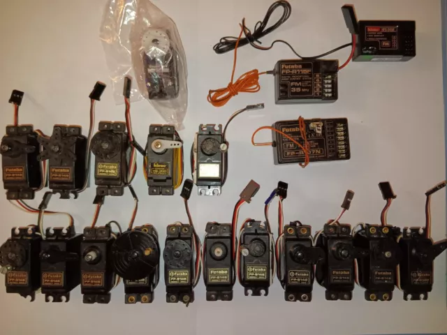 FUTABA FP-S148 servos x 15, 1 X HITEC, 1 X JP Supertec & 3 x 35Mhz receiver's.