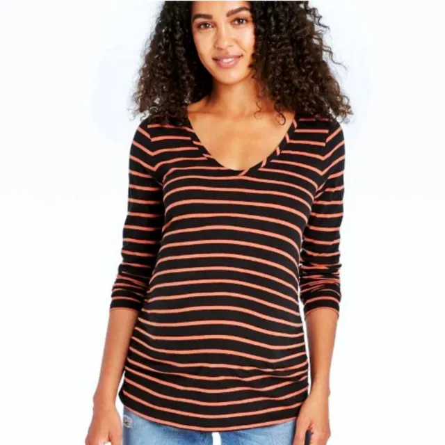 Isabel Maternity by Ingrid & Isabel Striped Long Sleeve Rouched Tunic Top