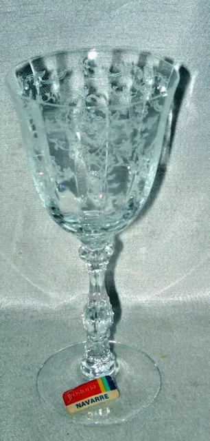 New VINTAGE FOSTORIA NAVARRE CLEAR 6 1/8" CLARET CRYSTAL STEM WINE GLASS W/TAG