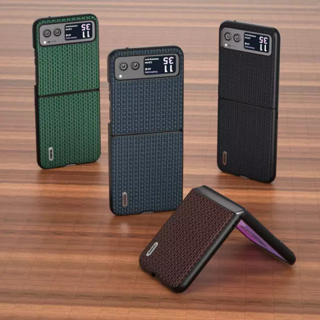For Motorola Razr 40 Ultra Premium Leather Slim Case Non-Slip Black Border Cover