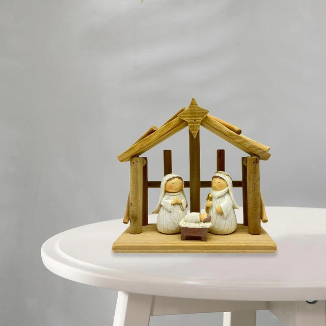 Crèche De Noël En Bois Palissandre Et Fanazava à Suspendre - Cœur, Artisanat Madagascar, Neuf