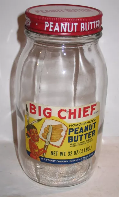 RARE COLLECTIBLE TENNESSEE Big Chief Peanut Butter Jar Label & Tin Ad ...