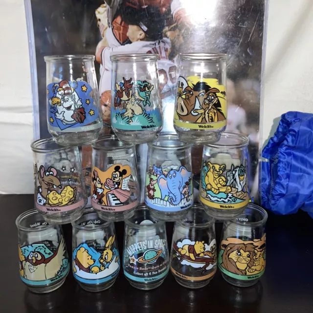 welch's Lion King Cat In Hat Winnie jelly glasses 12 Total