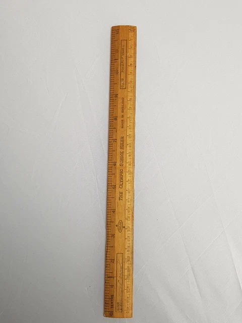 VINTAGE WOODEN RULE Ruler Made in England Old Olympic School