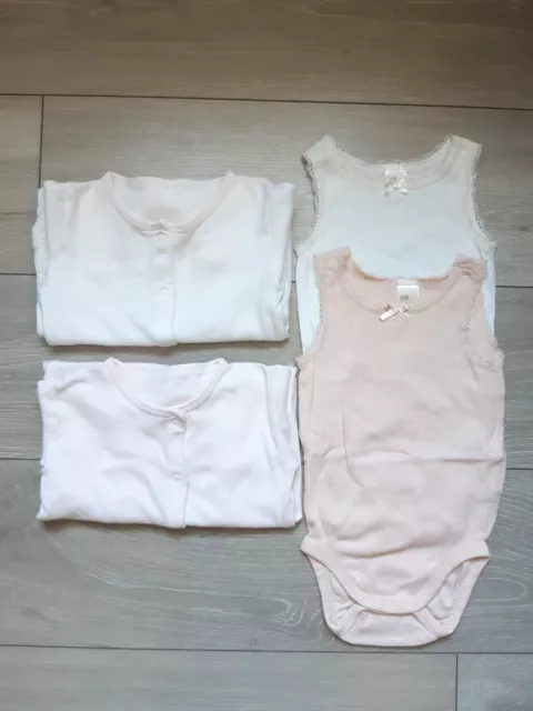 Baby Girls 6-9 months Cotton Sleepsuits And Vests H&M Tu Pink