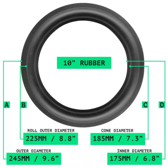 North Speaker Parts 10" Rubber Woofer Speaker Light Surrounds Repair Kit Glue UK