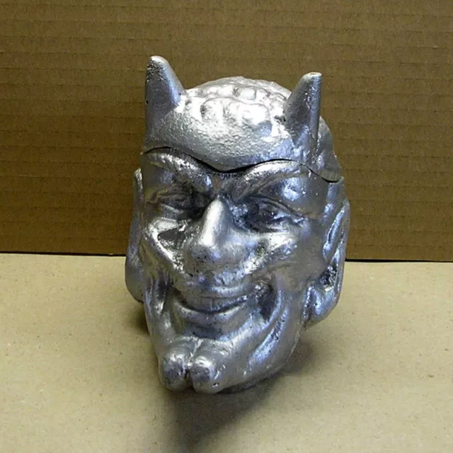 DEVIL Satan Satyr 6.3" Metal Ashtray Vase Casket statue Urn Box Russian USSR 60s