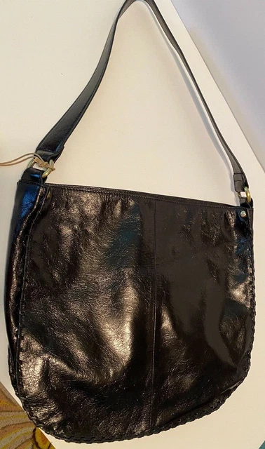 Hobo Bianka Black Leather Shoulder Bag Purse Tote Vintage Hide Collection New