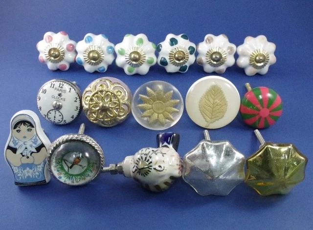French Grey Vintage Ceramic Chic Cupboard/Drawer Knobs Handles