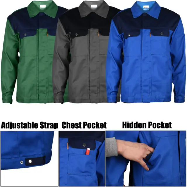 Mens Working Jacket Industrial Heavy Duty Winter Multi Pocket Button Coat