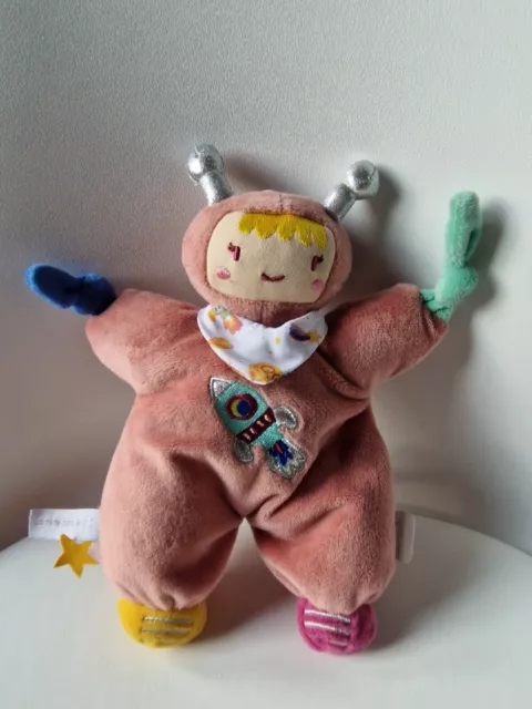 doudou semi plat poupée rose astronaute fusée COROLLE