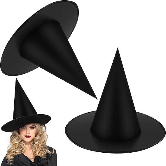 2X WITCHES HAT Adult Black Witch Halloween Witches Fancy Dress Costume