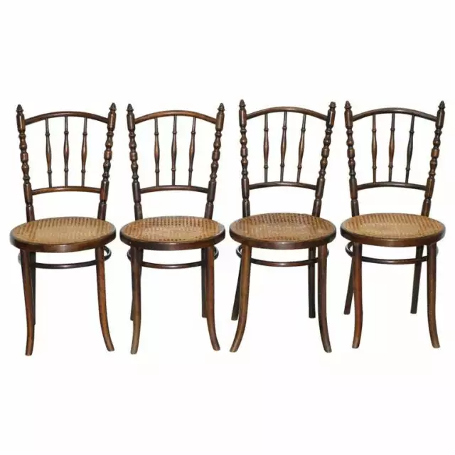 Set Of Four Original Circa 1880 Victorian Thonet Fiscel Dining Chairs Rattan