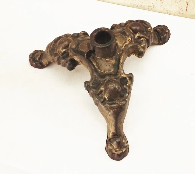 Vtg antique cast iron 3 leg paw foot pole tube pedestal table base stand holder
