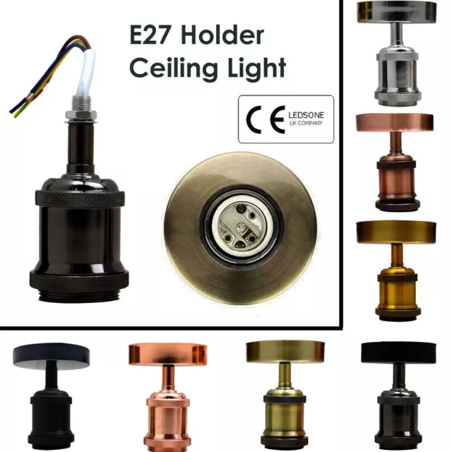 Vintage Ceiling Lamp Retro Flush Mount E27 Lamp Holder Ceiling Light Fixture