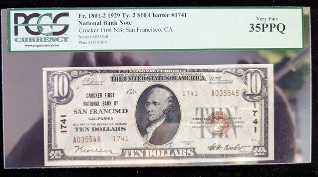 Fr. 1801-2 1929 Ty. 2 $10 Charter #1741 PCGS 35PPQ