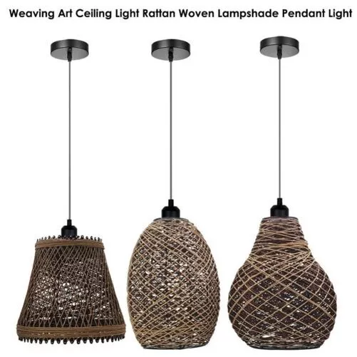 Vintage Techo Colgante Luces Tejido Diseño Sombras Ratán Retro Luz Reino Unido