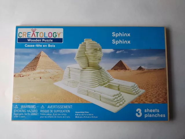 Sphinx Wooden Puzzle 3-D Creatology Kids Craft Egypt Factory Sealed New