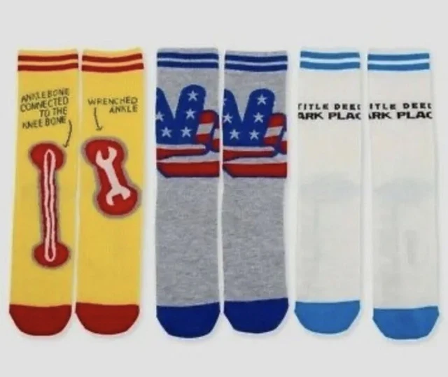 NEW Junk Food 3 Pair Crew Socks Size 10-13 Hasbro Board Games Operation Monopoly