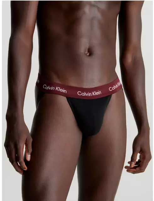 New Calvin Klein Cotton Stretch Jockstrap, Burgundy, Medium