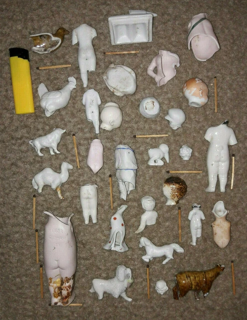 Bodenfund antike Porzellan Figuren Köpfe Torsos Tiere Brüche zum Basteln Deko 5
