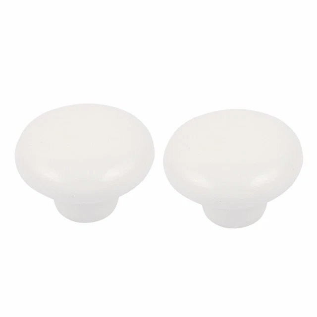 Cabinet Wardrobe Drawer Door Round Ceramic Knobs Pull White 40mm Dia 2pcs