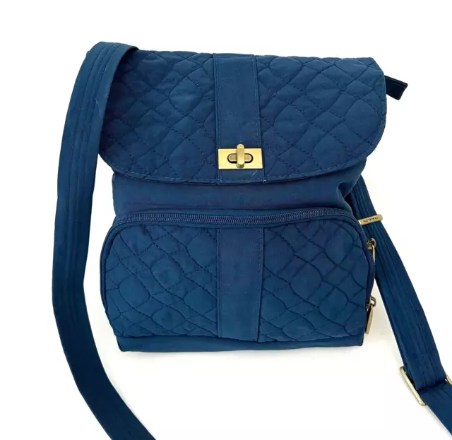 Travelon Anti Theft Blue Shoulder Travel Bag With Multiple Pockets