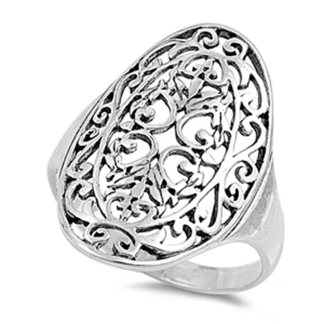 Cutout Filigree Design Ring New .925 Sterling Silver Band Sizes 5-10