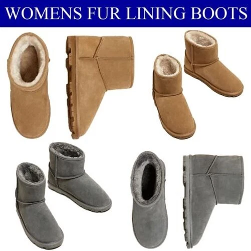 M&S Femmes Daim Bottines Hauteur Doublure Fausse Fourrure Tache Résistant Hiver