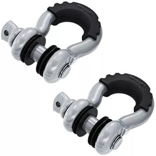 2-pk Unique D Ring Shackles 3/4" Clevis, 7/8" Pin Safety 57,000 lb, motormic®