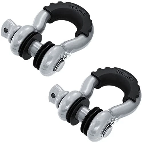 2-pk Unique D Ring Shackles 3/4" Clevis, 7/8" Pin Safety 57,000 lb, motormic®