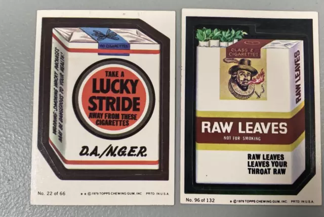 Topps 1979 Wacky Packages Card Sticker Lucky Strike Raw Leaves Cigarettes Smokes