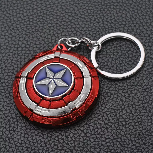 Marvel Avengers Captain America Spinning Shield Metal Pewter Keychain / Keyring 2