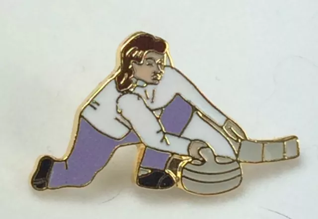 Ice Curling Female Curler Quality enamel lapel pin badge