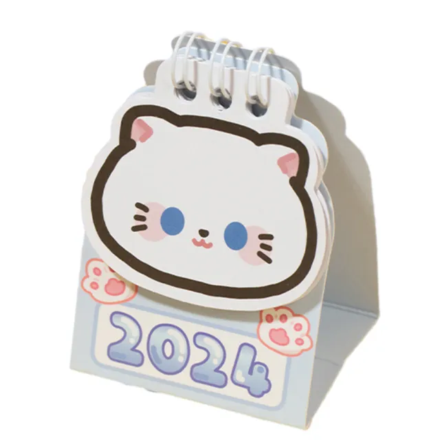 Mini Desk Calendar Foldable Compact Kawaii Cartoon for Organization To-do Lists
