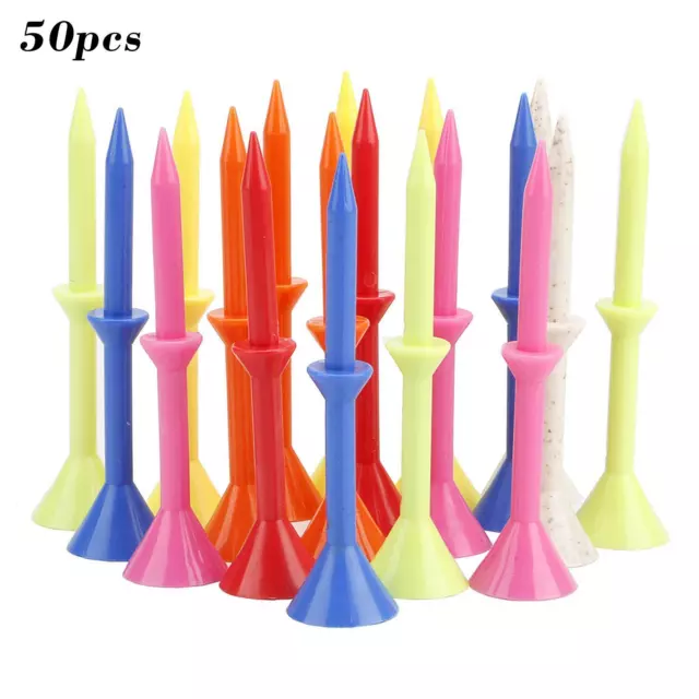 50x tees golf plastique 3,25 pouces long tees golf colorés incassables Hot E2