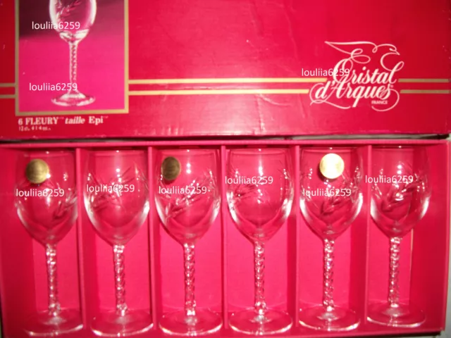 Cristal D'Arques  6 Verres a porto ou a vin blanc modèle Fleury taille épi