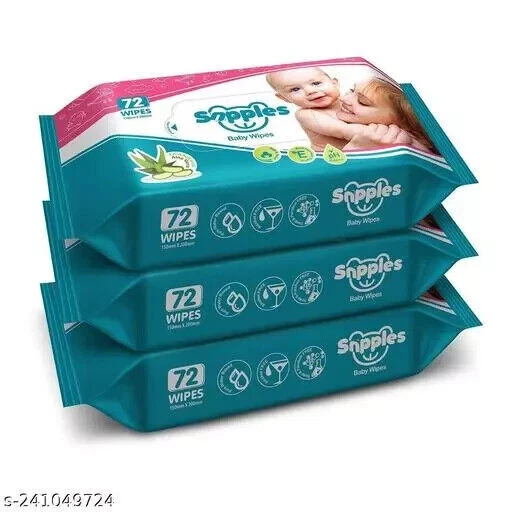 Soft moisturizing Baby Wet Wipes with Aloe Vera and Vitamin E 72 pack of 3