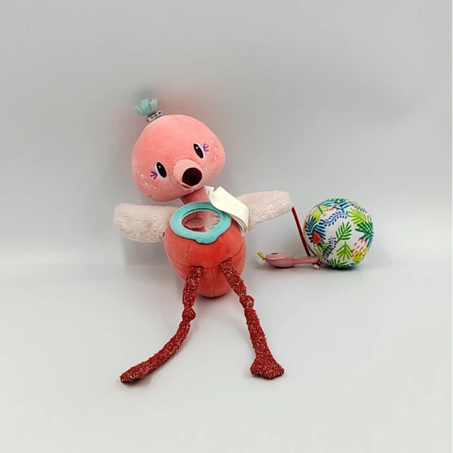 Doudou eveil oiseau flamant rose miroir balle LILLIPUTIENS - 32512