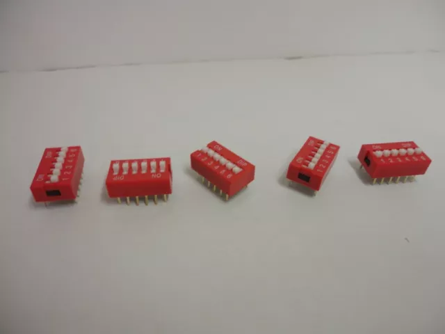 Pack Lot of 5 x 12 Pins 6 Bit On Off DIP Switch Slide Type 2.54mm Red Toggle PC 2