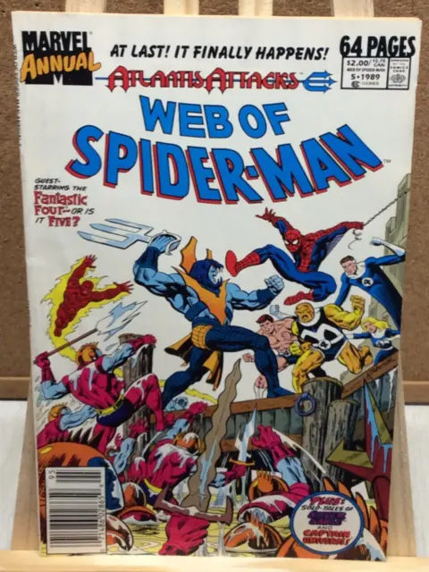 Web Of Spider-Man Annual #5 Atlantis Attacks Fantastic 4 Marvel Comics (1989)