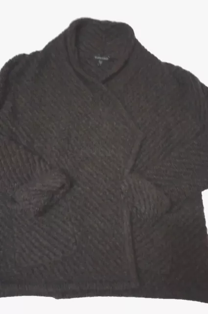 Eileen Fisher Womens Sz S Cardigan Sweater Organic Wool Alpaca Chunky Knit Top