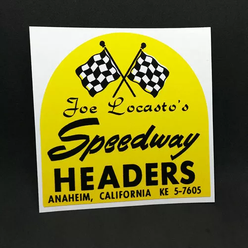 SPEEDWAY HEADERS Vintage Style DECAL, Vinyl STICKER, rat rod, hot rod, racing