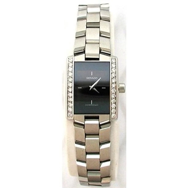 Orologio Donna Movado Eliro Diamante Rettangolo Quadrante Nero Acciaio Inox 0604408