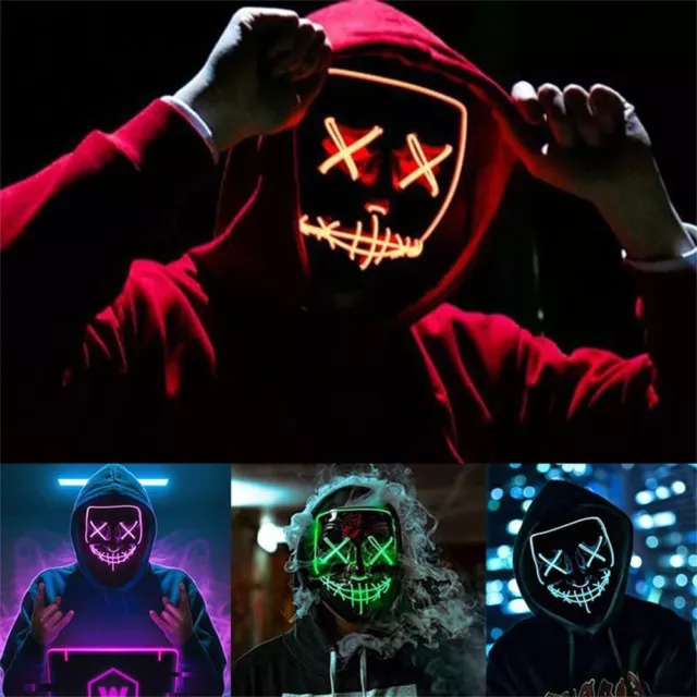 Halloween LED Mask Purge Neon Light Up Mask Festival Cosplay Costume Masquerade