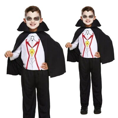 Bambini Vampiro Dracula Tre Pezzi Costume Per Età 7-9 Anni