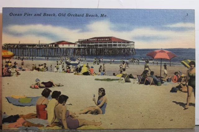 Maine ME Old Orchard Beach Ocean Pier Postcard Old Vintage Card View Standard PC