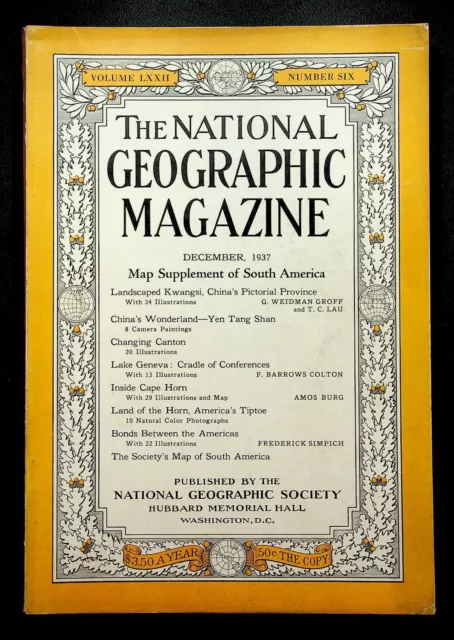 National Geographic Magazine December 1937 Coca Cola Santa Print Ad NO MAP