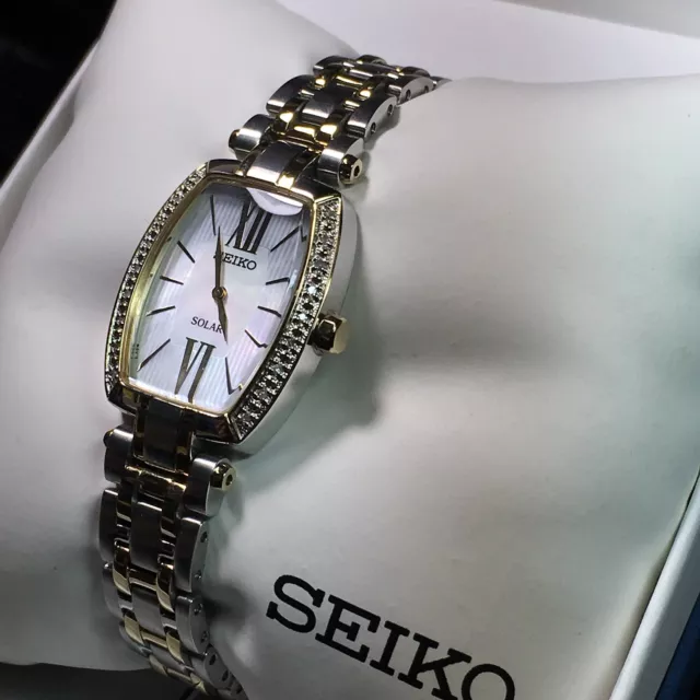 Seiko Womens Sup284 Tressia Analog Display Quartz Two Tone Watch MSRP $495